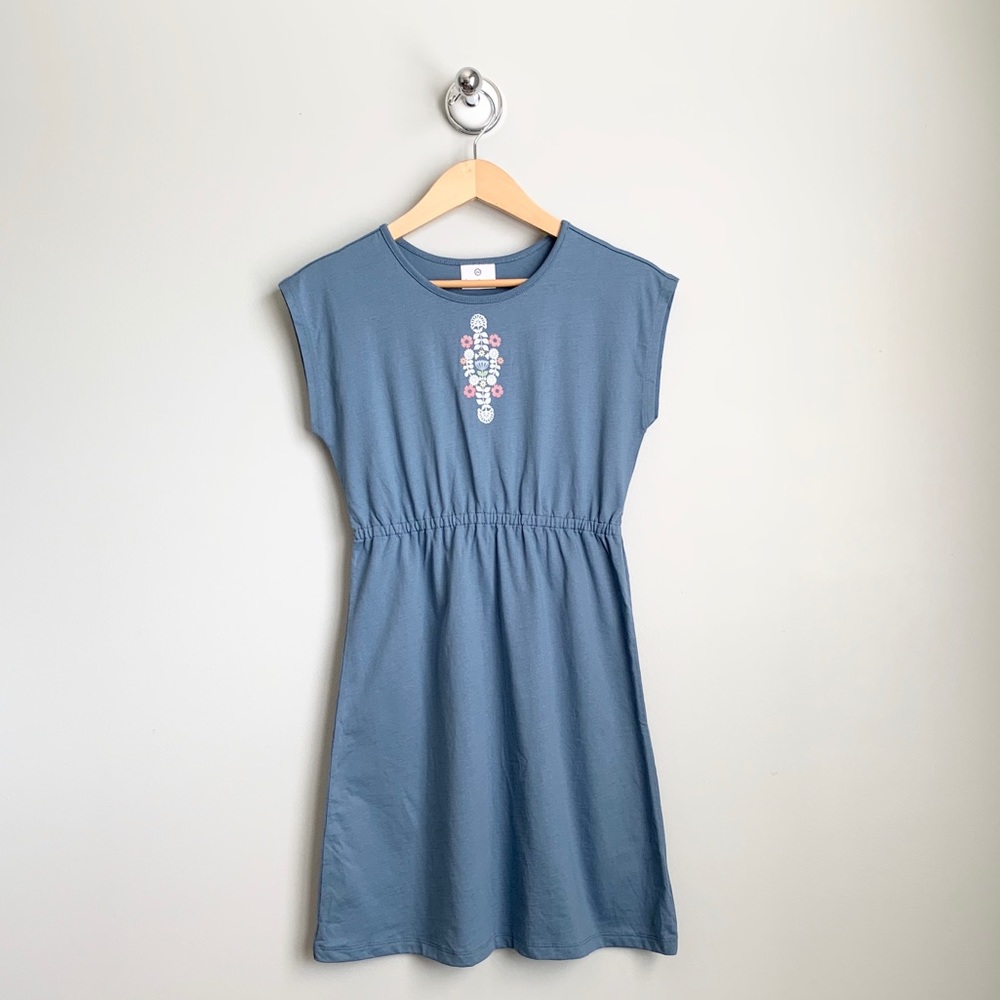 Hanna Andersson Blue Dress with Embroidered Detail